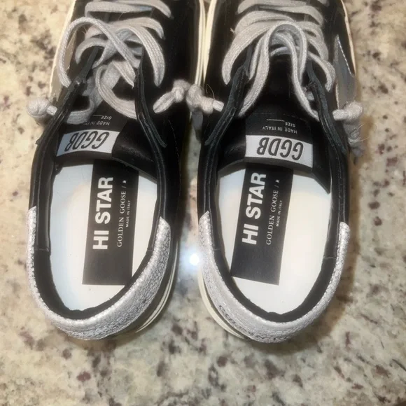 Golden Goose Black and Silver Hi Stars - Picture 4 of 5